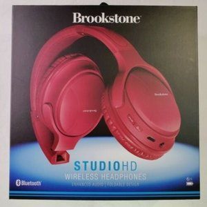 Brookstone Studio HR Wireless Headphones - Maroon Bluetooth 6 Hours Playtime.